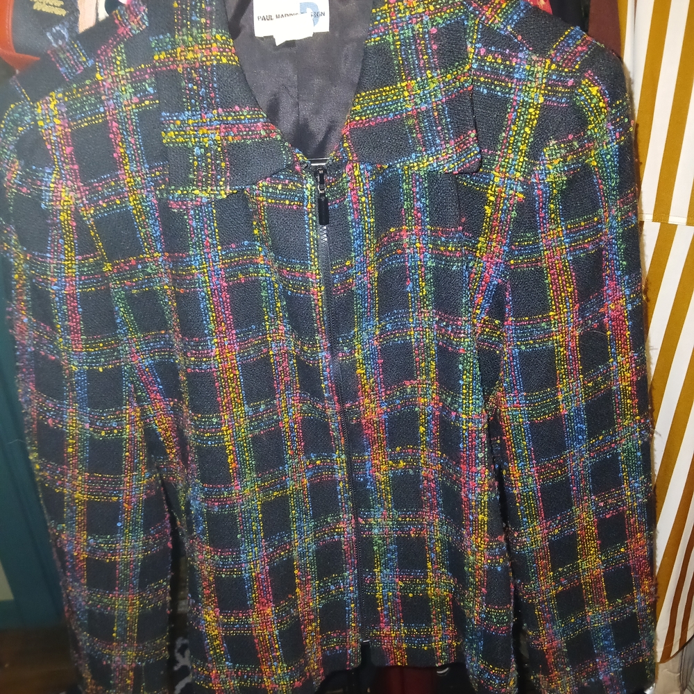 Chic Multicolor Plaid Women's Blazer